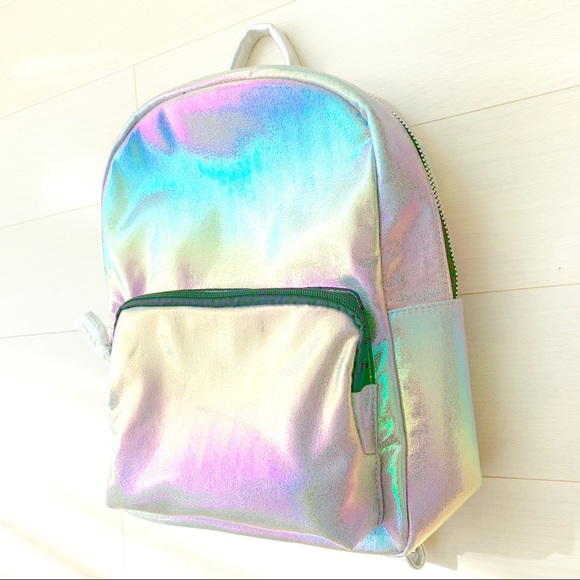 rainbow holographic metallic faux leather backpack - Picture 2 of 7